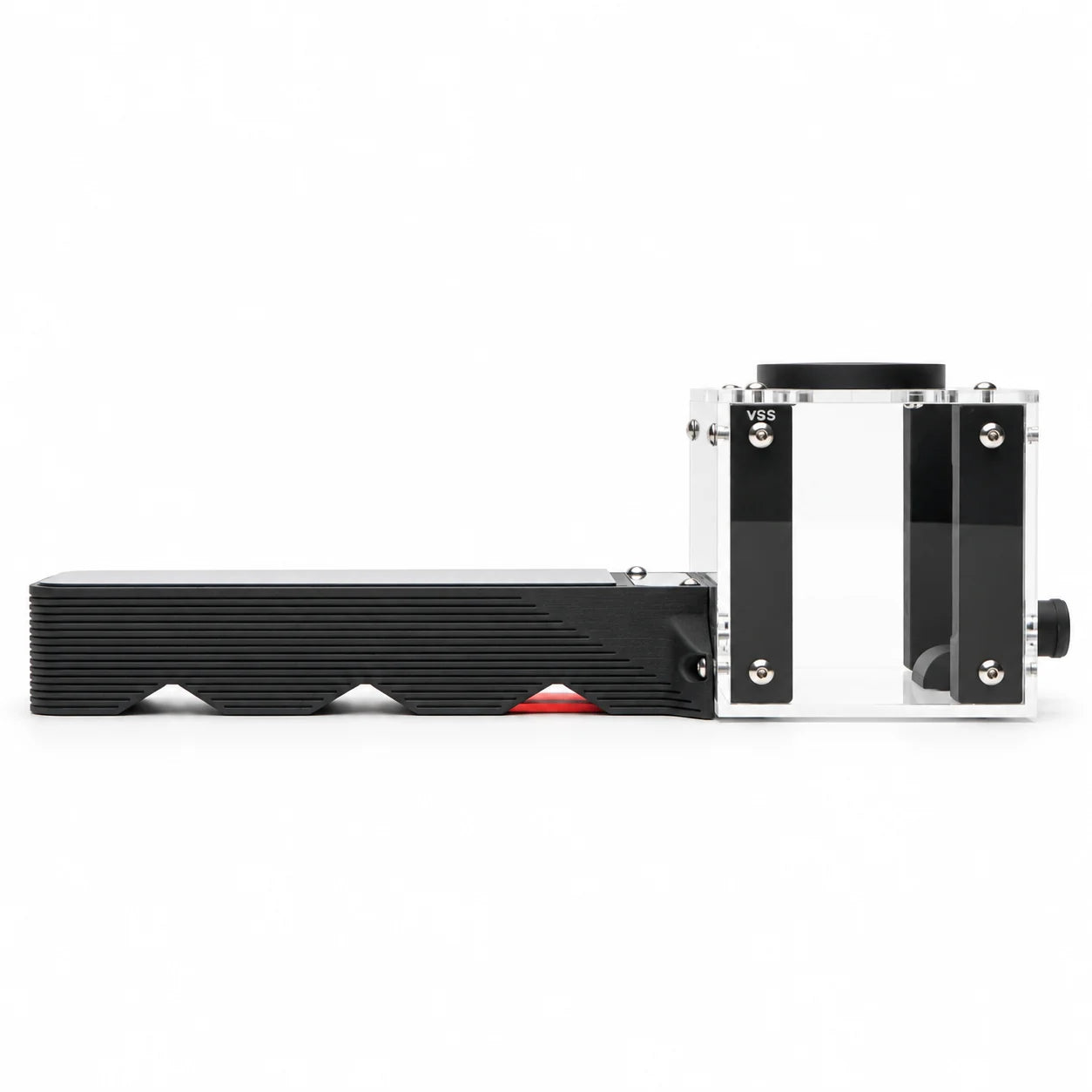Side view of the All-In-One Test Tube Outworld showing the triangular heating cable placement zones on the underside of the black test tube housing
