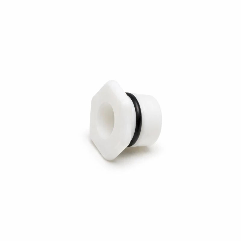 White Test Tube Stopper with hexagonal outer shape and black rubber O-ring, viewed from the front
