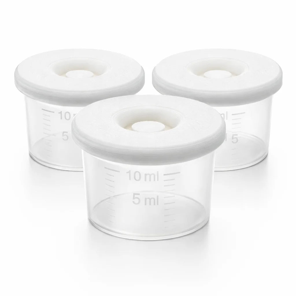 Fourmi Fountain set of 3 clear graduated cups with white funnel inserts for liquid ant feeding