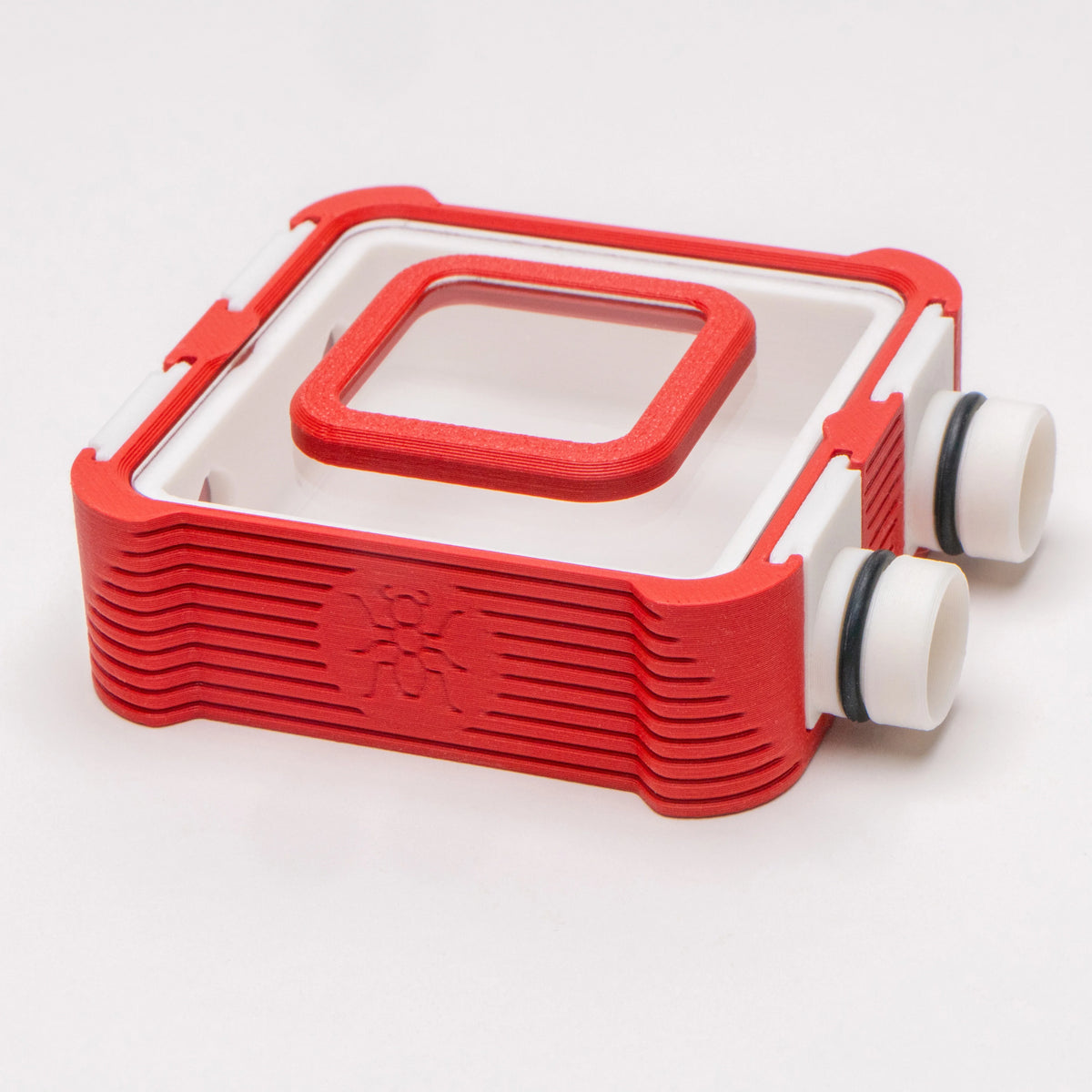 Red Mini Outworld V2 ant outworld, front view with lid closed